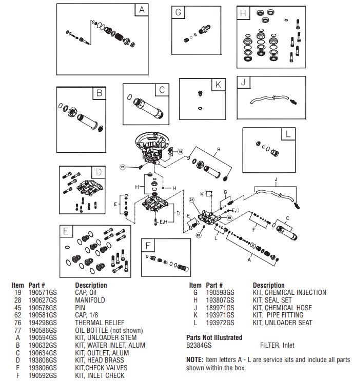 B&S model 020223 pump 199735 breakdown & parts